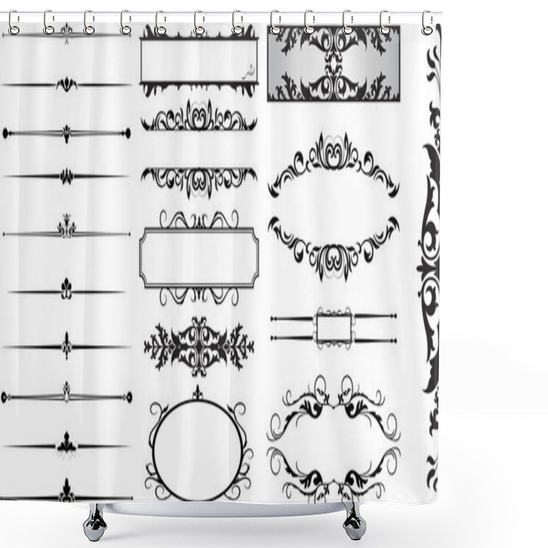 Personality  Funky Flourish Frame N Dividers Collection Shower Curtains