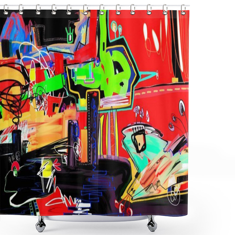 Personality  Abstract Digital Painting Perfect To Interior Design Or Magazine Shower Curtains