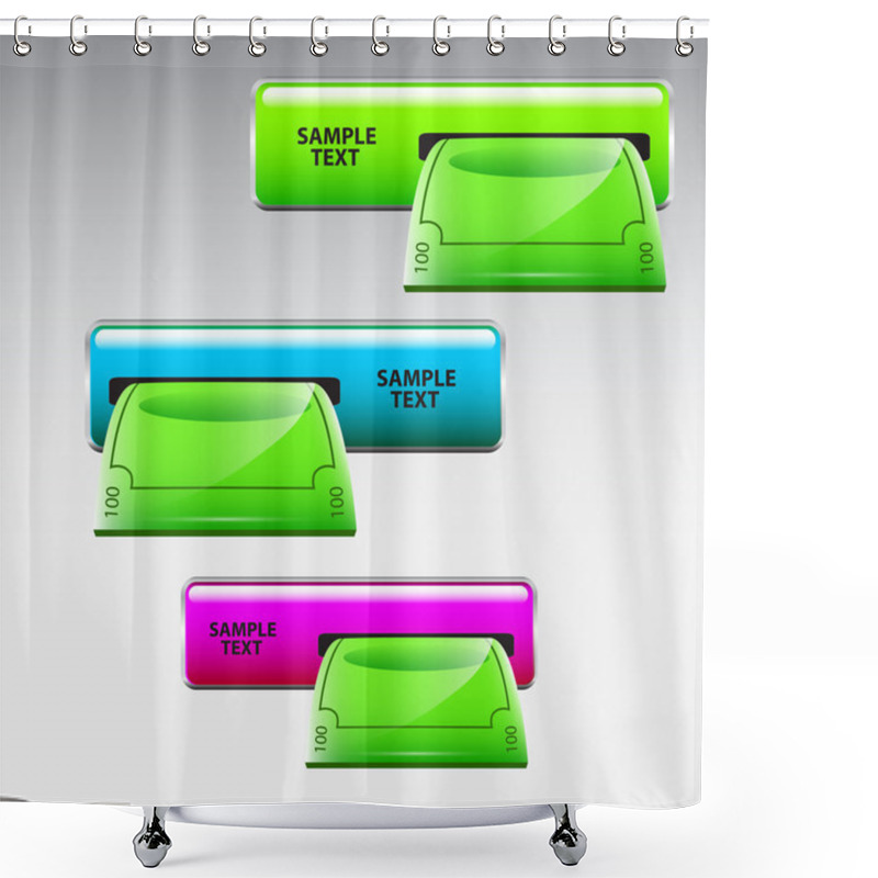 Personality  Inserting Banknote In Machine. Vector Shower Curtains