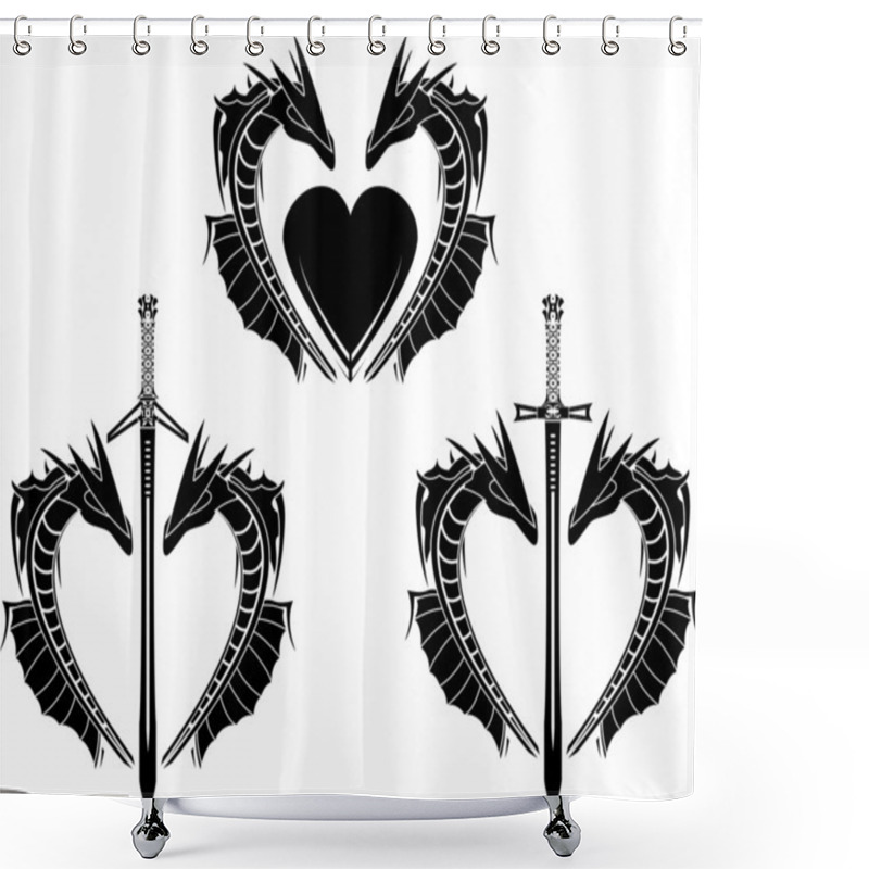 Personality  Set Of Hearts Of Dragons Shower Curtains