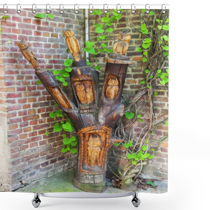 Personality  Carved Tree Trunk In Bedburg-Kaster, Germany Shower Curtains