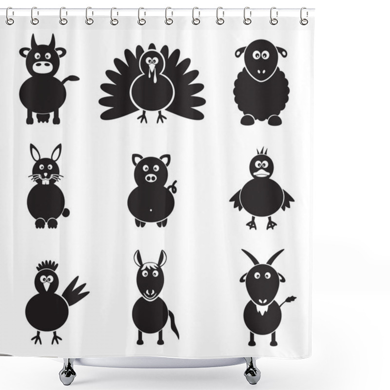 Personality  Farm Animals Simple Icons Set Eps10 Shower Curtains