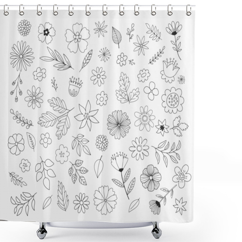 Personality  Cute Background With Cartoon Flowers, Vector Illustration Shower Curtains