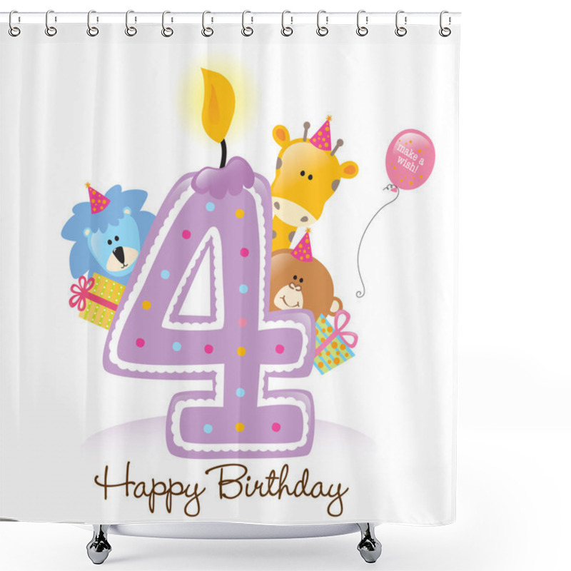 Personality  Birthday Candle And Animals Shower Curtains