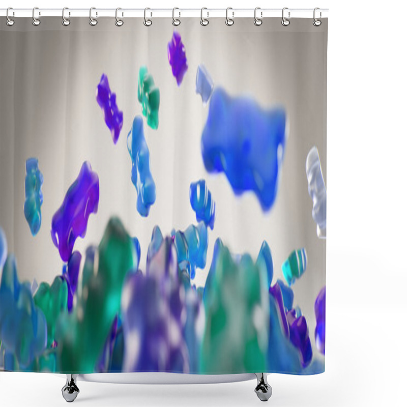 Personality  Transparent Blue  And Turquoise Sweet Gummy Bears Falling Background Shower Curtains