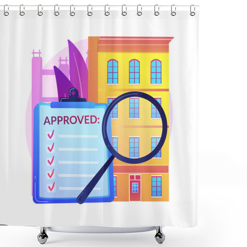 Personality  Construction Quality Control Abstract Concept Vector Illustration. Quality Management, Building Progress, Project Requirements, Materials Specification, Architecture Blueprint Abstract Metaphor. Shower Curtains