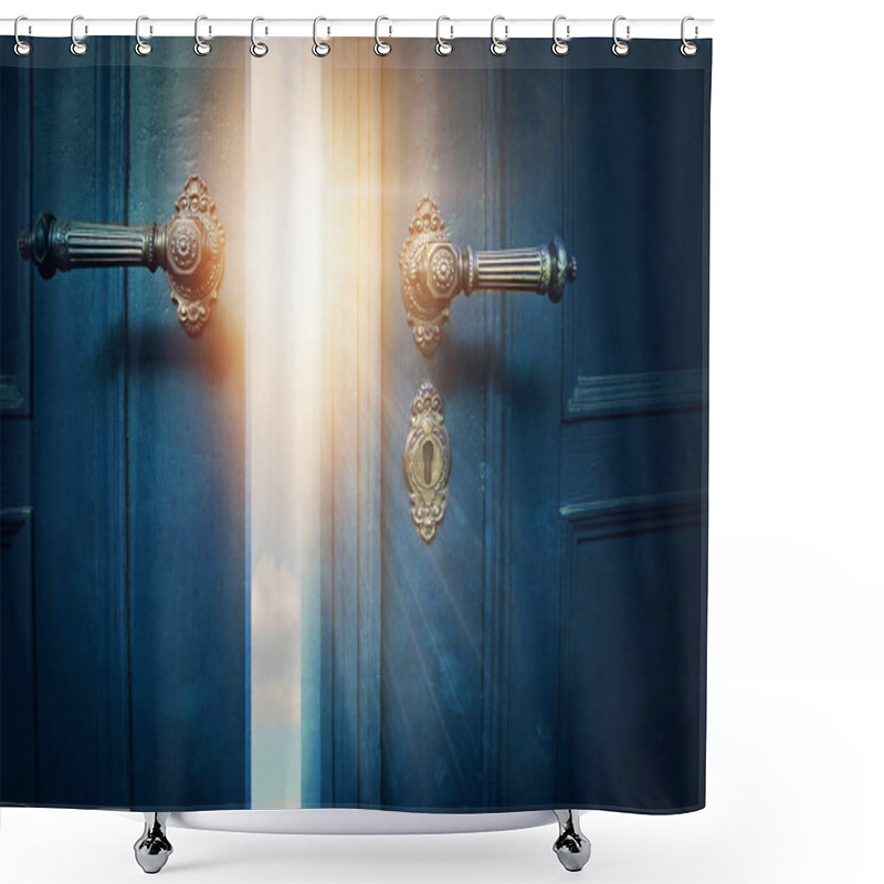 Personality  Open Blue Door Shower Curtains