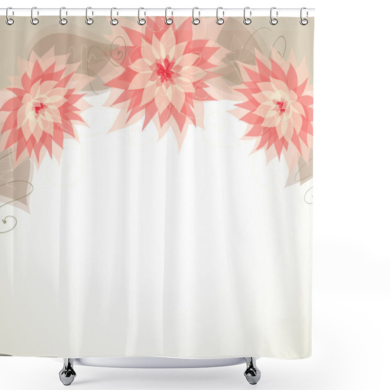 Personality  Design With Three Flowers, Vector Shower Curtains