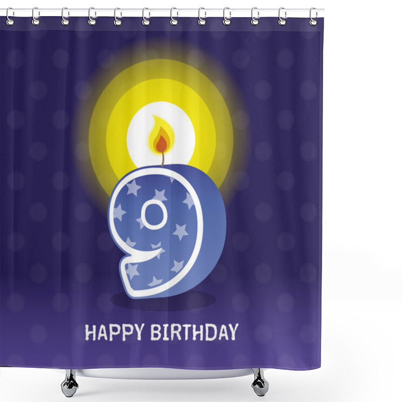 Personality  Birthday Card, Ninth Birthday With Candle Shower Curtains