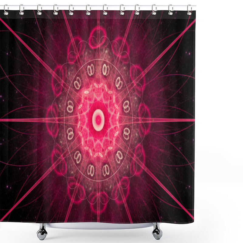 Personality  Fantastic Abstract Symmetrical Flower With Petals Consisting Of A Variety Of Geometric Shapes Of Different Colors On A Black Background Shower Curtains