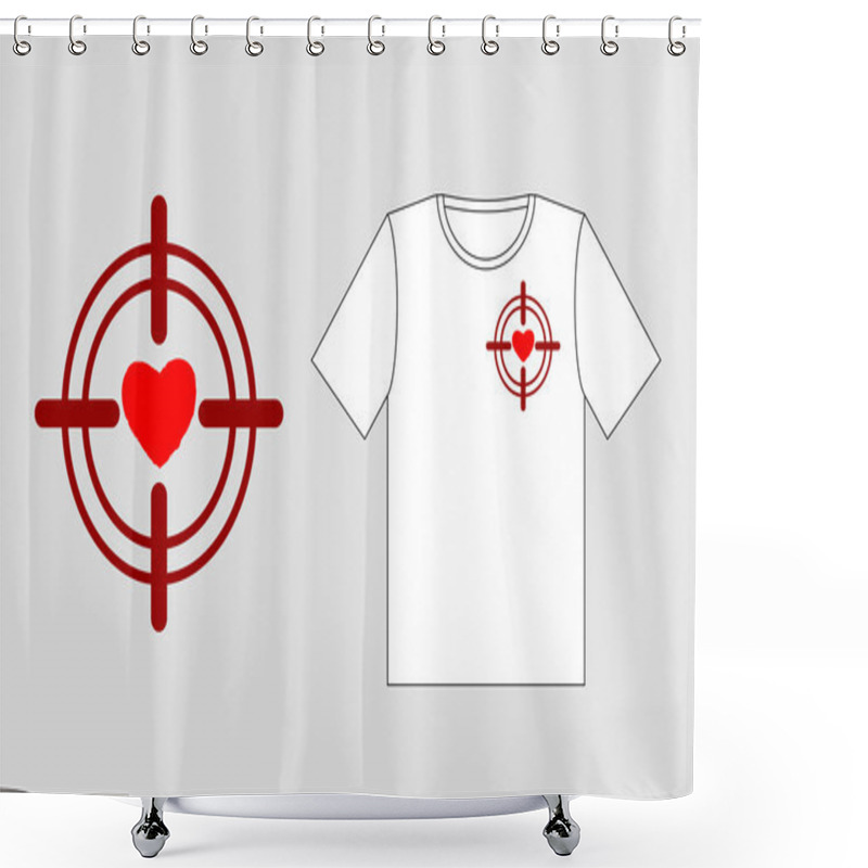 Personality  Heart On Sight. Logo To Design T-shirts For Valentines Day. Febr Shower Curtains