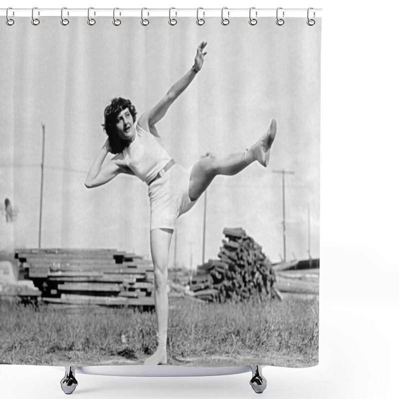 Personality  Athletic Woman Staying In Shape Shower Curtains