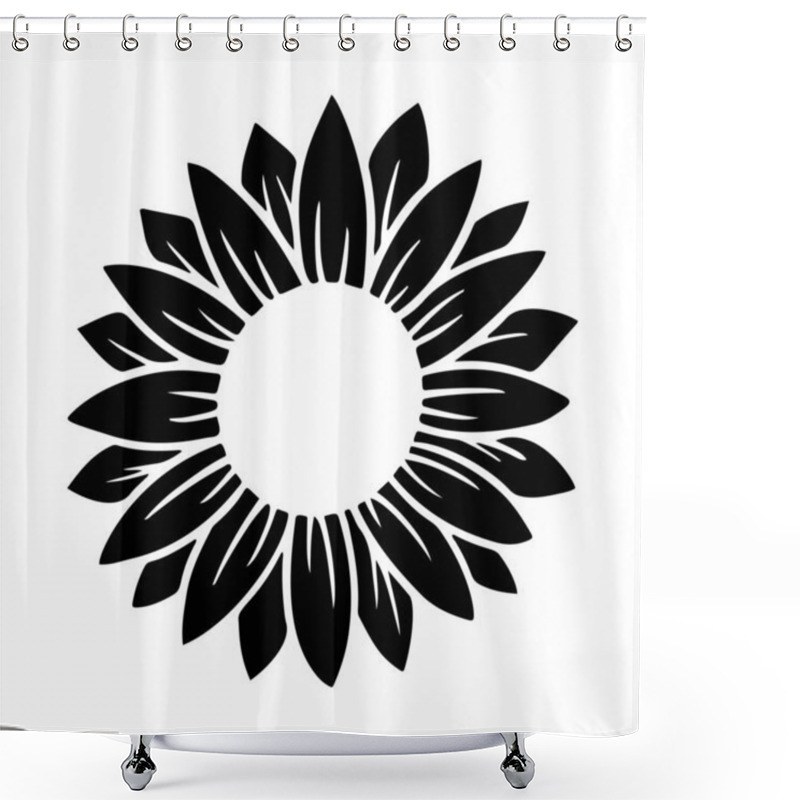 Personality  Sunflower Simple Icon. Flower Silhouette Vector Illustration. Sunflower Graphic Logo, Hand Drawn Icon For Packaging, Decor. Petals Frame, Black Silhouette Isolated On White Background Shower Curtains