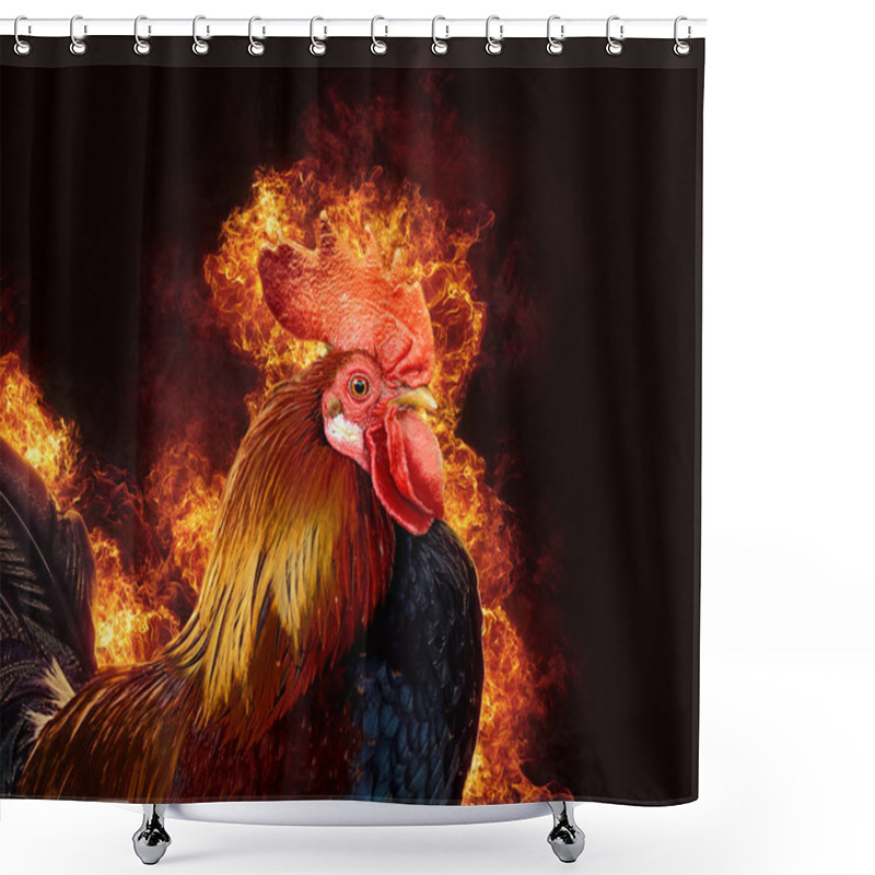 Personality  Red Rooster In Flame Shower Curtains