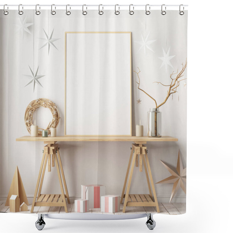 Personality  Mock Up Poster In The Christmas Interior Shower Curtains