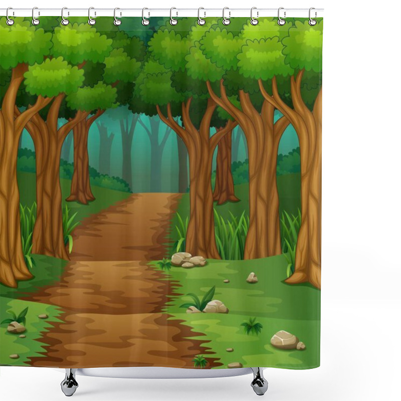 Personality  Forest Scene With Dirt Road Shower Curtains