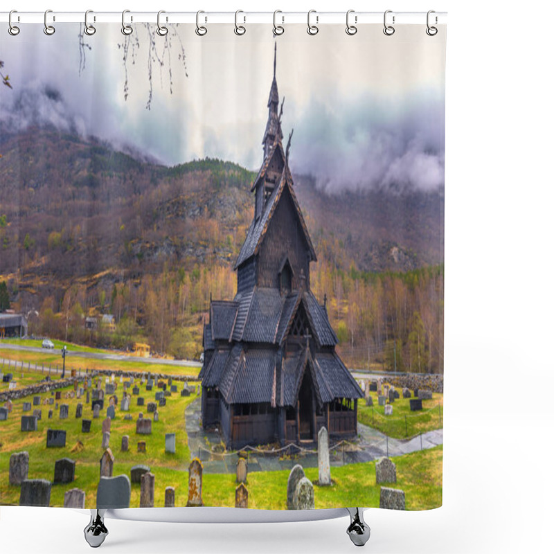 Personality  Borgund, Norway - May 14, 2017: The Stave Church Of Borgund Shower Curtains