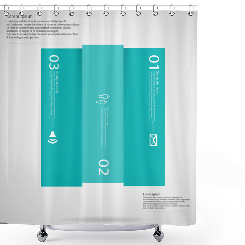 Personality  Light Square Template Infographic Vertically Divided To Three Blue Parts Shower Curtains