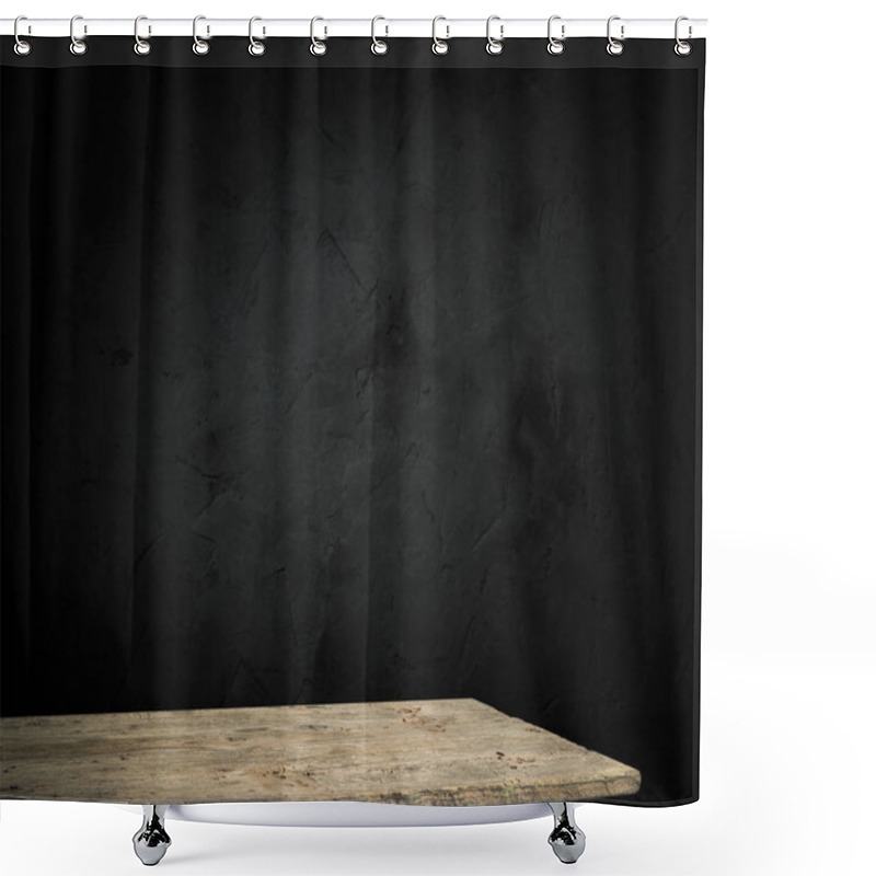 Personality  Old Wood Table With Smoke In The Dark Background. Shower Curtains