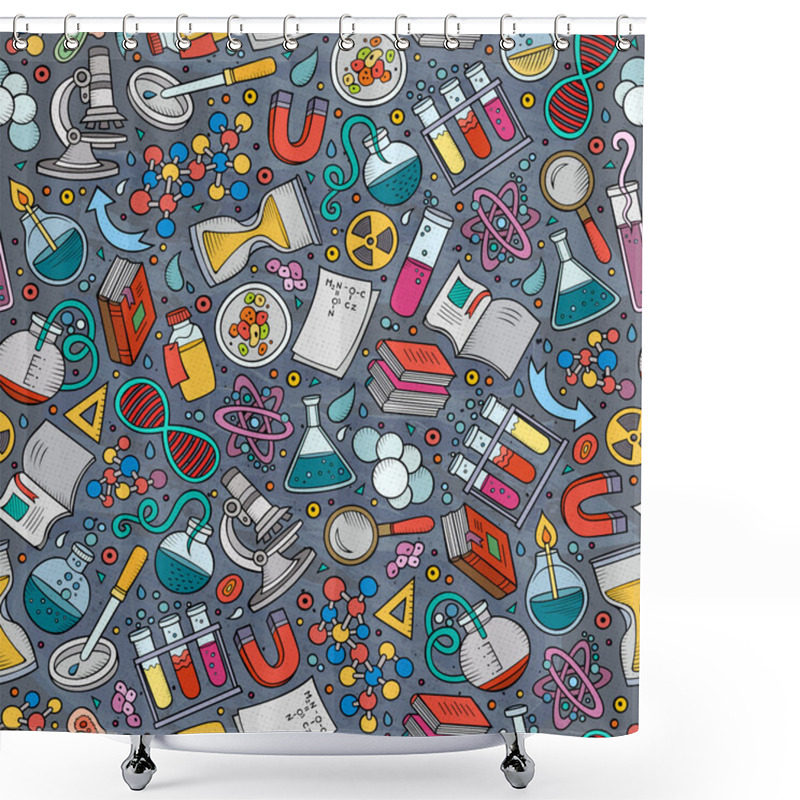 Personality  Cartoon Cute Hand Drawn Science Seamless Pattern Shower Curtains