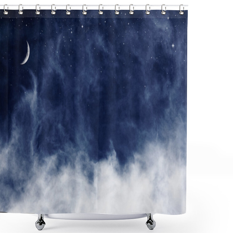 Personality  Blue Clouds And Moon Shower Curtains