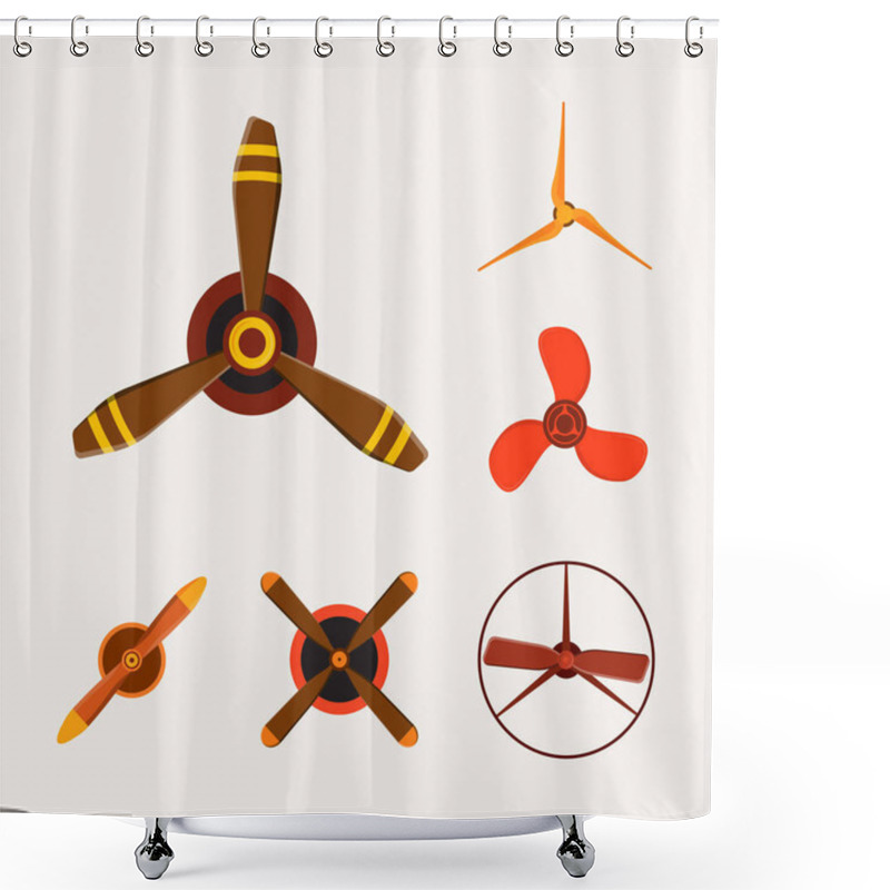 Personality  Propeller Fan Vector Wind Ventilator Equipment Air Blower Cooler Rotation Technology Power Circle. Shower Curtains