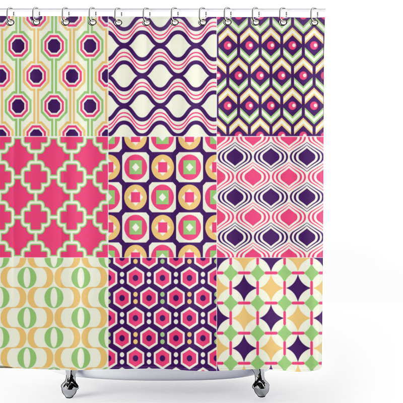 Personality  Seamless Retro Geometric Wallpaper Art Shower Curtains