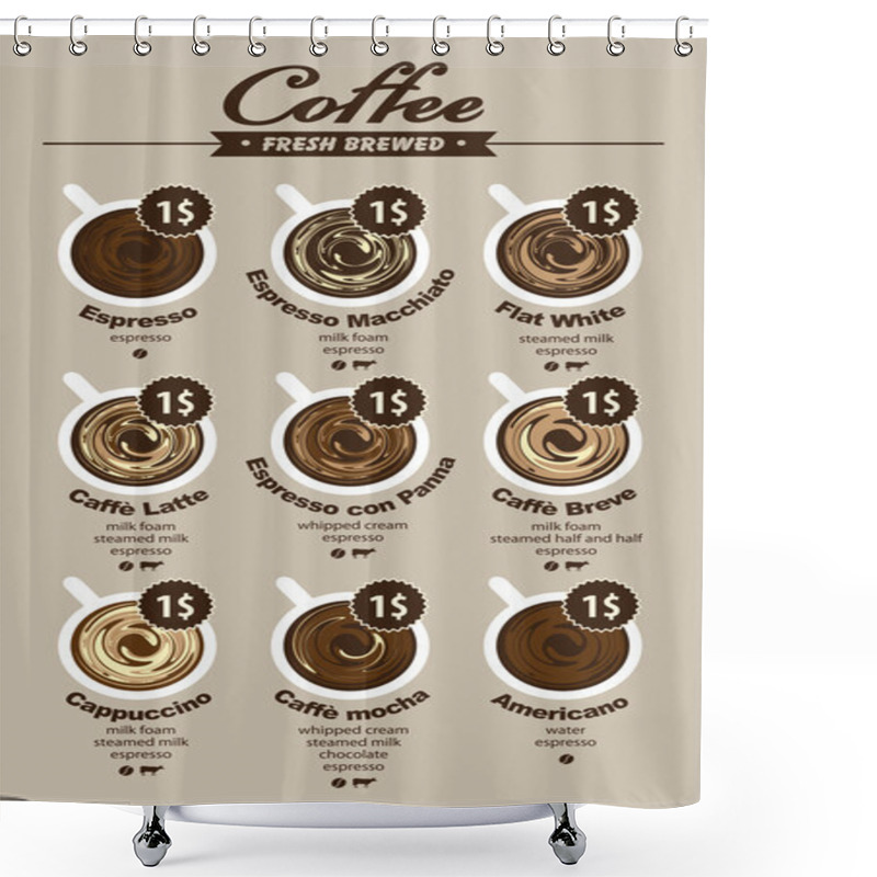 Personality  Coffee Menu Shower Curtains