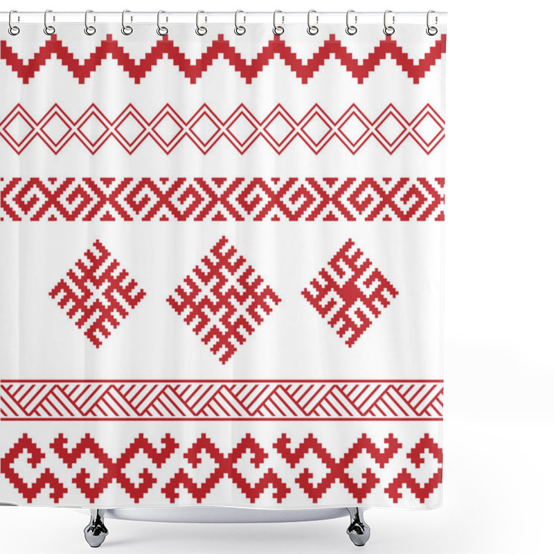 Personality  Slavic Ornamental Elements Set Shower Curtains