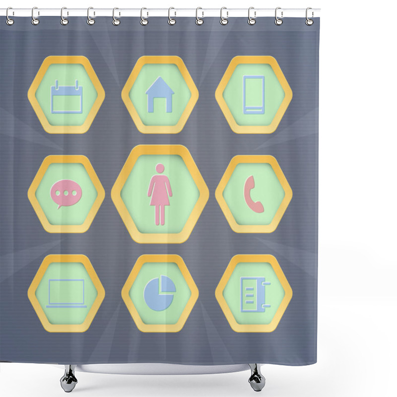 Personality  Vector Web Icons Set Shower Curtains