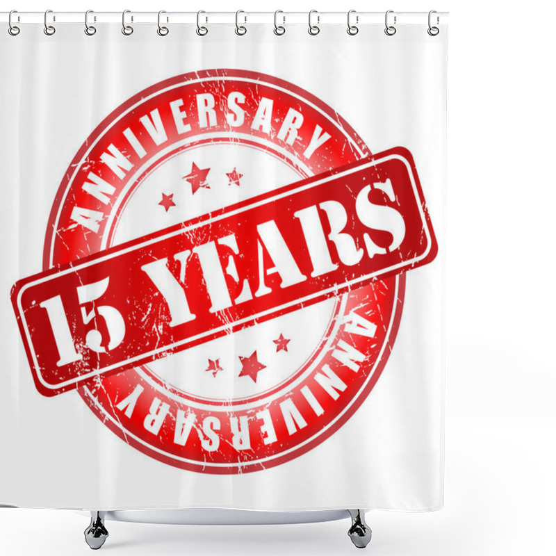 Personality  15 Years Anniversary Stamp. Shower Curtains