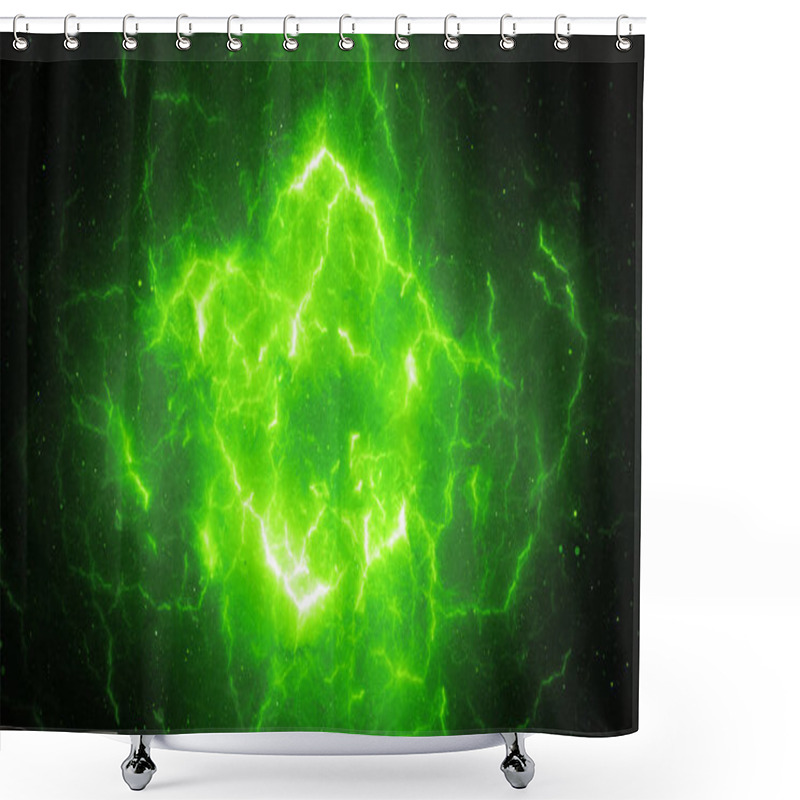 Personality  Green Glowing High Energy Lightning Shower Curtains