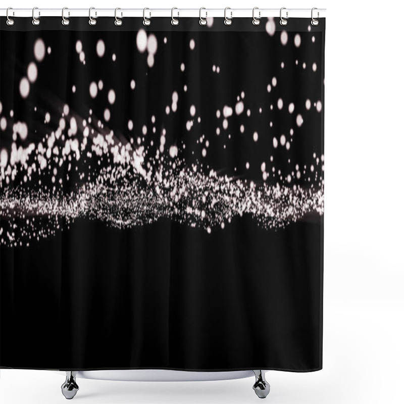 Personality  Slow Flowing Black And White Particle Abstract Background. Wavy Abstract Motion Background. Black And White. Computer Designed Animation Shower Curtains