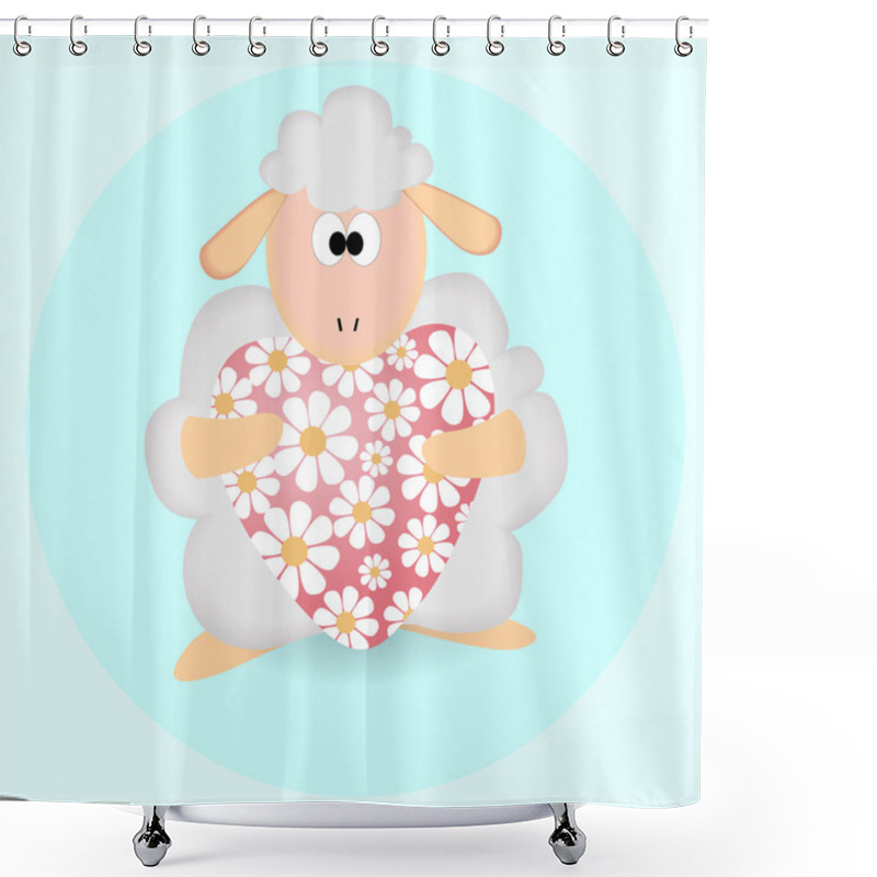 Personality  Sheep With Heart. Vector Background. Shower Curtains