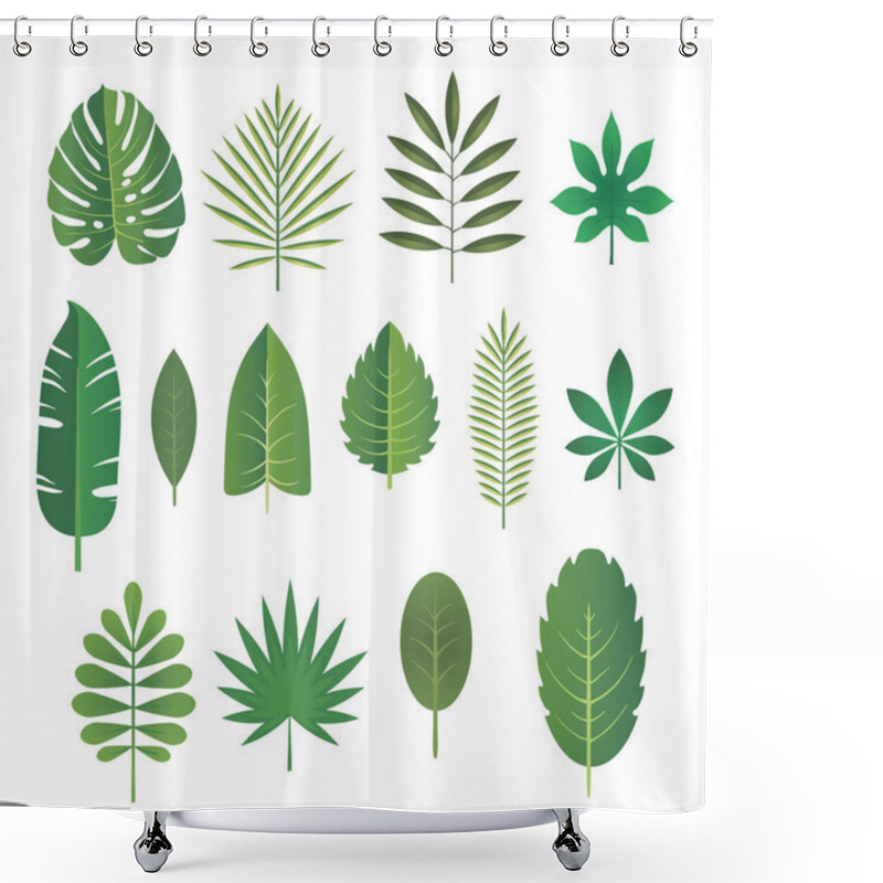 Personality  Set Of Leaves Of Tropical Plants. Vector Illustration. Shower Curtains