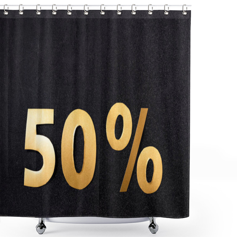 Personality  Top View Of 50 Percent Signs On Black Background Shower Curtains