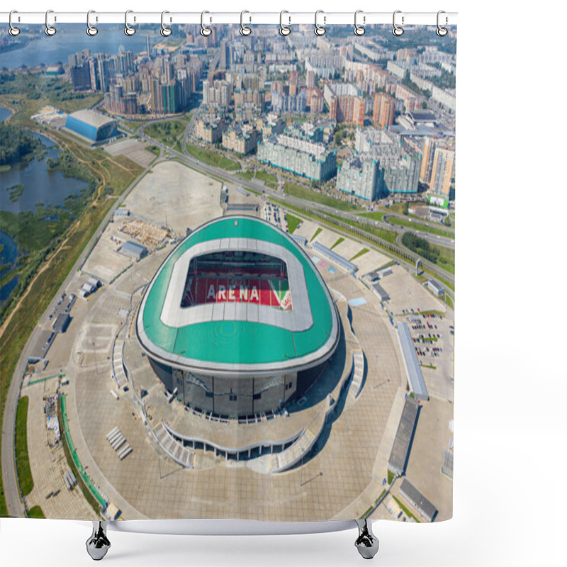 Personality  Kazan, Russia - August 6, 2020: Aerial View Of Ak Bars Arena. Location Of The 2018 FIFA World Cup Shower Curtains