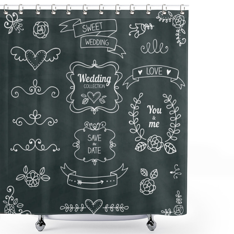 Personality  Wedding Design Elements Set Shower Curtains