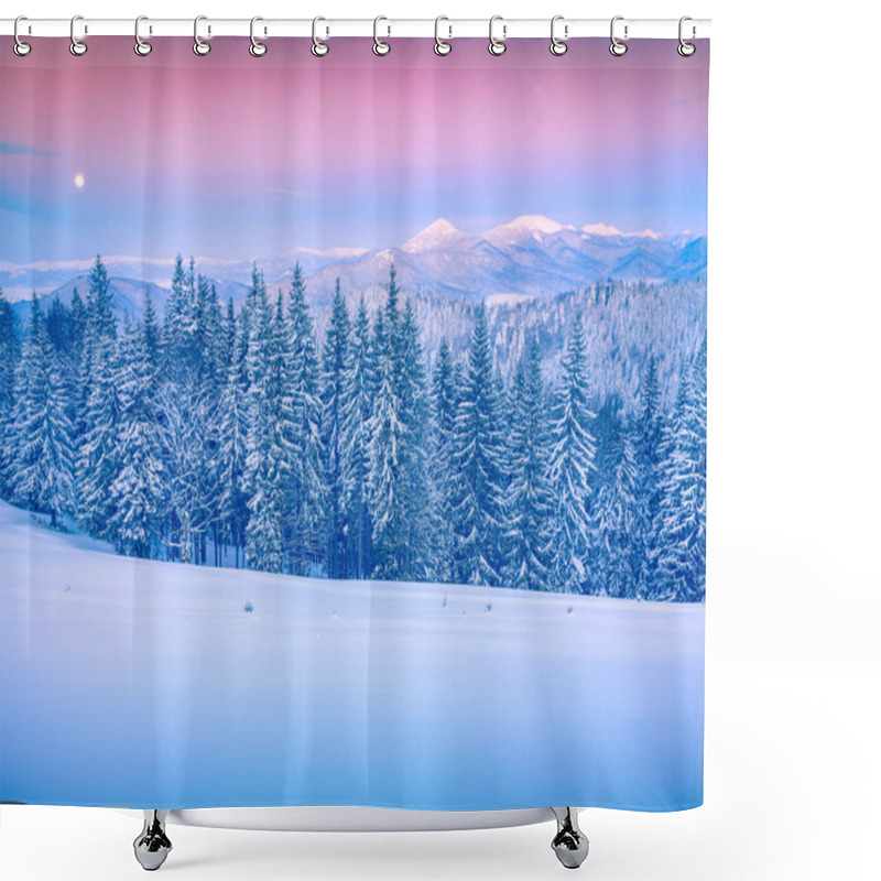 Personality  Gorgany Ridge In Winter Carpathian Mountains. Shower Curtains