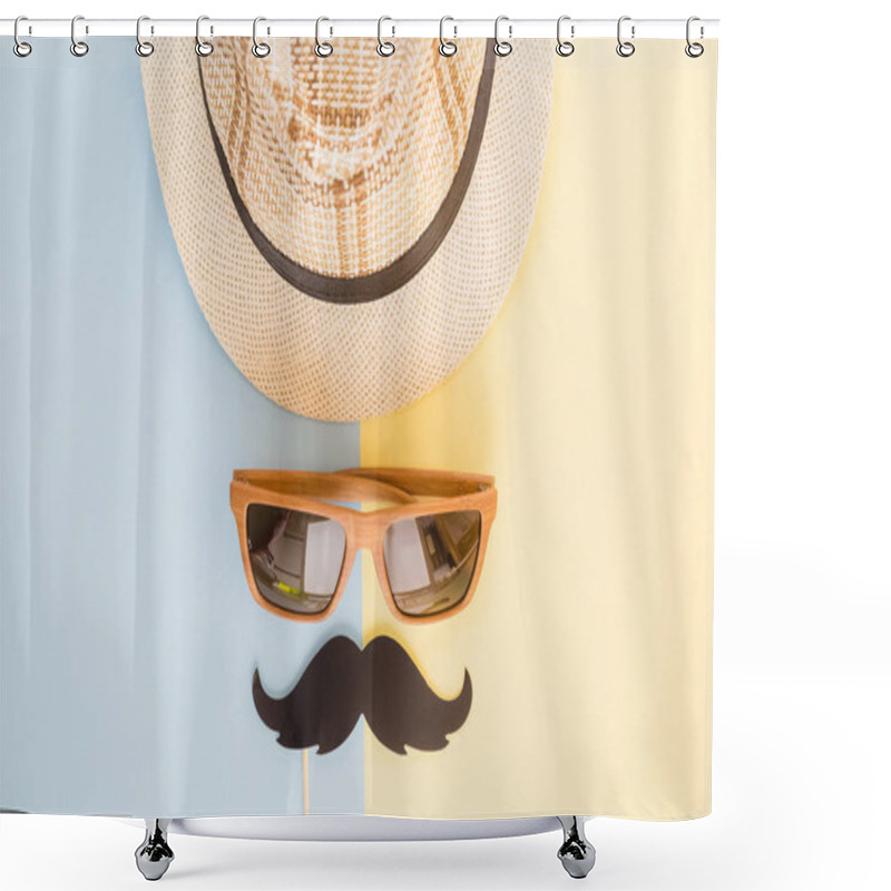 Personality  Hipster Man Face Abstract Minimalistic Top Down Concept Shower Curtains