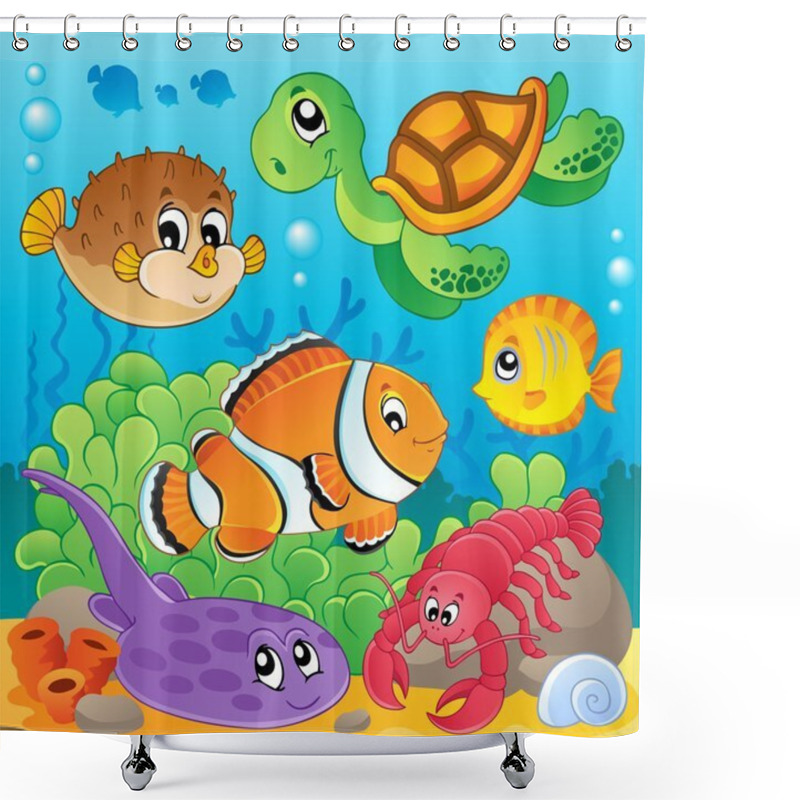 Personality  Image With Undersea Theme 6 Shower Curtains