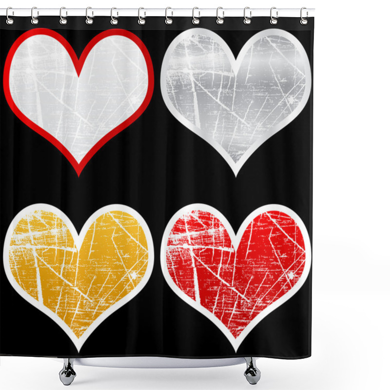 Personality  Grunge Hearts Shower Curtains