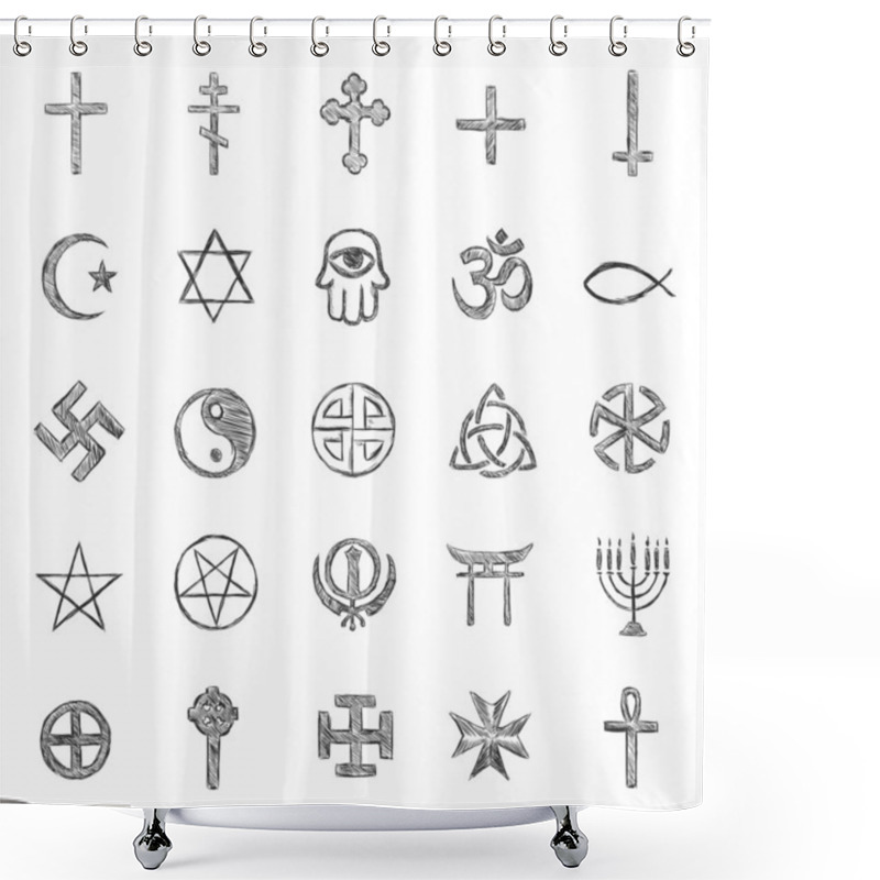 Personality  Vector Set Of Sketch Religious Symbols Shower Curtains