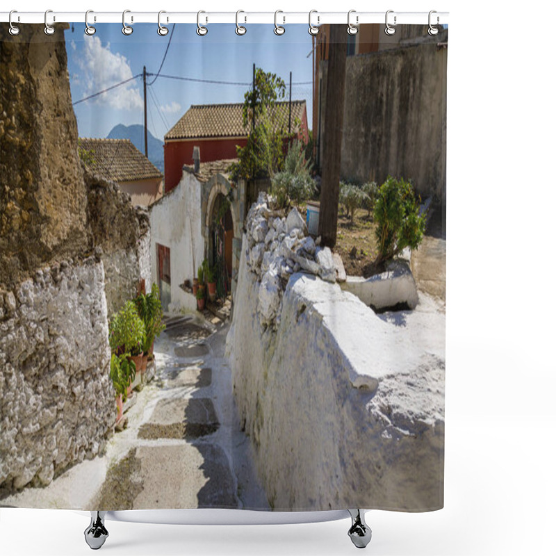 Personality  In The Streets Of Pelekas Village On Corfu Island Shower Curtains