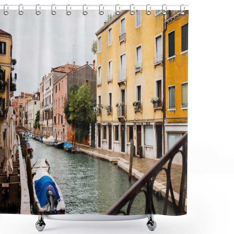 Personality  Motor Boats Near Ancient And Bright Buildings In Venice, Italy  Shower Curtains