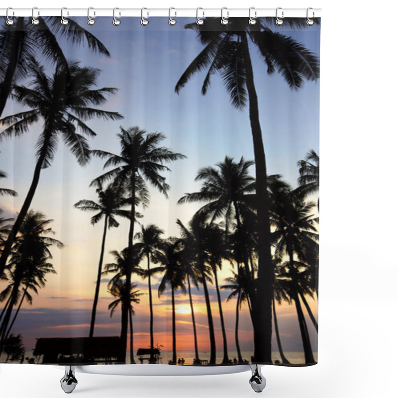 Personality  Palm Tree Sunset Shower Curtains