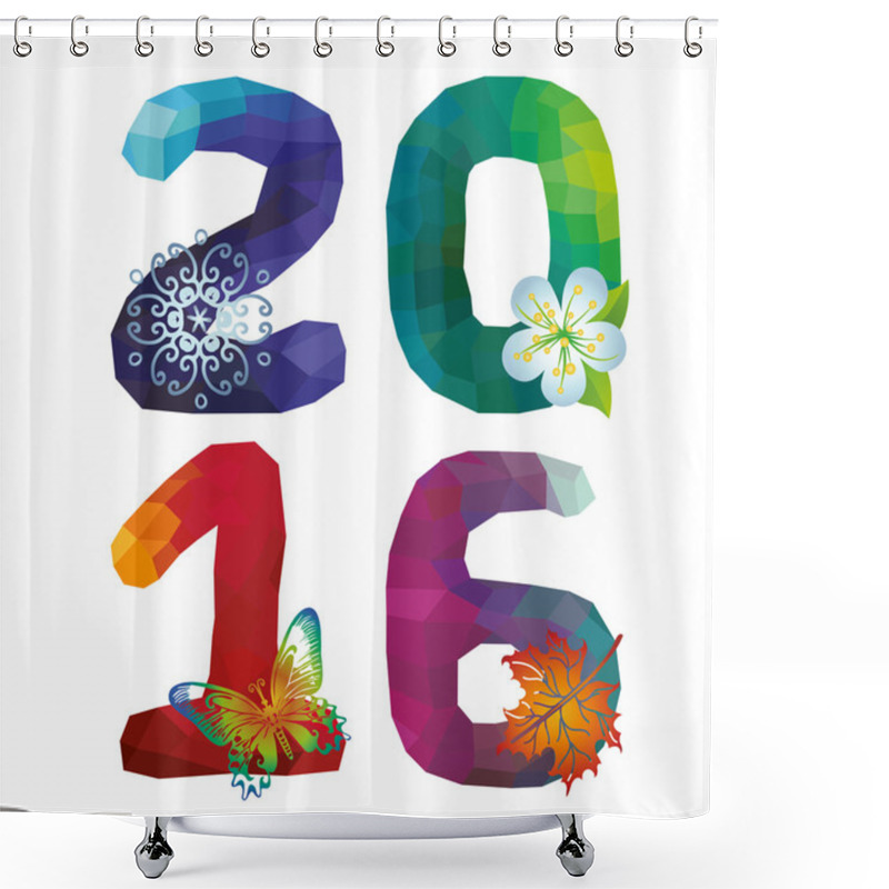 Personality  New Year 2016.Polygons Number Shower Curtains