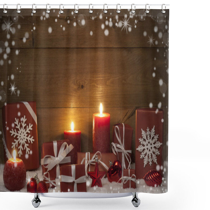 Personality  Christmas Decoration, Red Candles, Presents And Snow, Snowflakes Shower Curtains