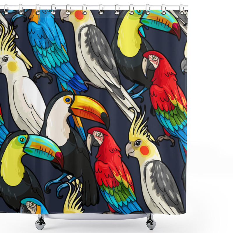 Personality  Seamless Macaw And Toucan Shower Curtains