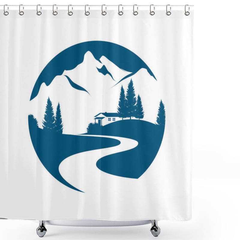 Personality  Mountain Landscape Vector Emblem Shower Curtains